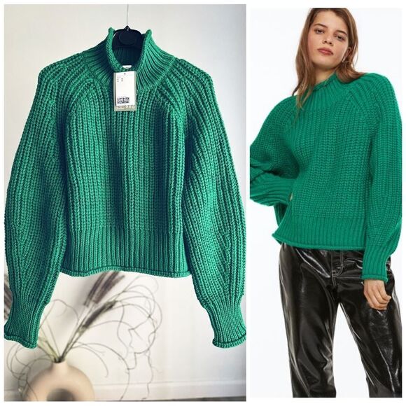 H&M Knit Oversized Sweater Green New - Picture 1 of 9